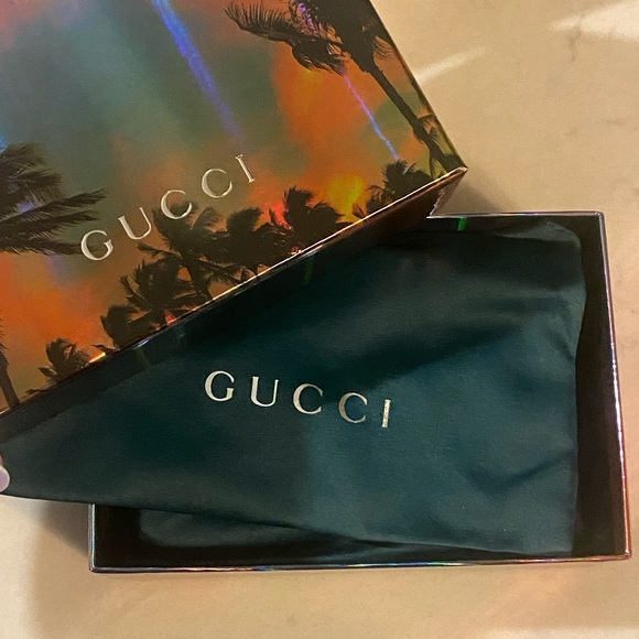 GUCCI Ophidia GG Web Flora Card Case Wallet -Red Leather -NEW - Picture 7 of 7